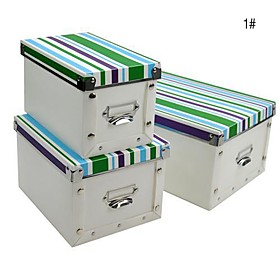Strip Pattern Multifunction PP Storage Box with Cover (3-Piece)