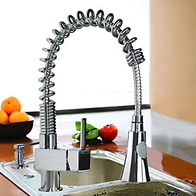 Contemporary Solid Brass Pull Out Kitchen Faucet (Chrome Finish)