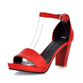 Leatherette Chunky Heel Sandals Party   Evening Shoes (More Colors Available)