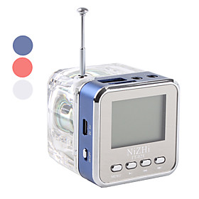Portable Transparent Style LED LCD Speaker (MicroSD Reader, FM Radio, Assorted Colors)
