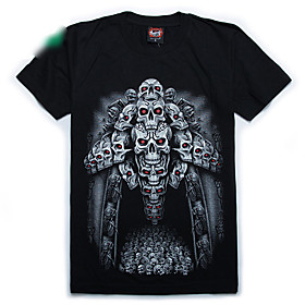 Skull Print Round Short Sleeve Fluorescence T-shirt