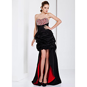 High Low A-line Sweetheart Asymmetrical Taffeta Evening Dress