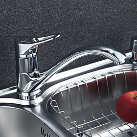 Contemporary Solid Brass Kitchen Faucet (Chrome Finish)
