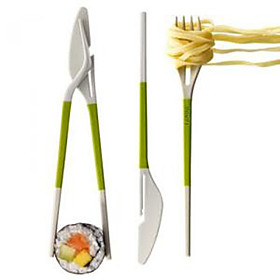 3-in-1 Knife Fork Chopstick Set (Random Color)