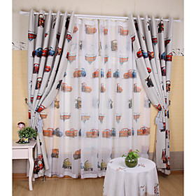 Cars Print Casual Sheer Curtains (Pair) Cars Print Casual Sheer Curtains (Pair)