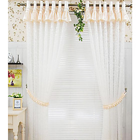 White Casual Sheer Curtains (Two Panels Including Pink Valance)