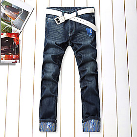 Mens Straight Floral Jean Pants
