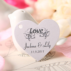Personalized Heart Shaped Favor Tag - Love (Set of 60)