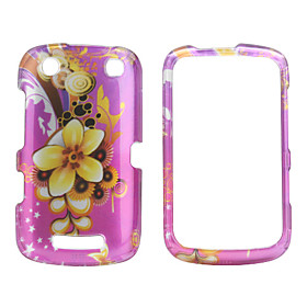 Purple Flower Style Back Case and Bumper Frame for Blackberry 9380 (Pink)