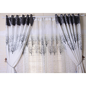 Trees Grey Print Casual Sheer Curtains (Pair) Trees Grey Print Casual Sheer Curtains (Pair)