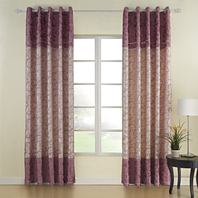 Purple Jacquard Window Curtains (Pair With Valance) Purple Jacquard Window Curtains (Pair With Valance)