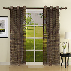 Embroidery Brown Casual Window Curtain (Pair) Embroidery Brown Casual Window Curtain (Pair)