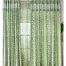 Green Small Flower Window Curtains (Pair) Green Small Flower Window Curtains (Pair)