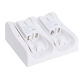 Dual Induction Charger with 2 Rechargeable Batteries for Wii (500mAh, White)