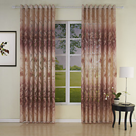Curve Flower Brown Sheer Curtains (Pair) Curve Flower Brown Sheer Curtains (Pair)