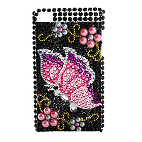 Butterfly Style Pearl Diamond Case for iTouch 4 (Red)