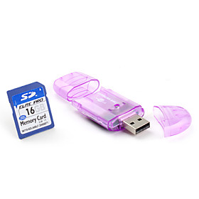 16GB SD Elite Pro Memory Card with USB SD Card Reader