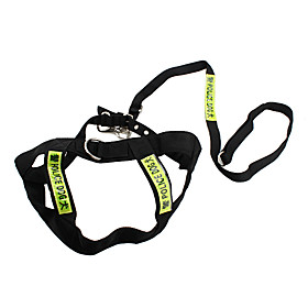 Police Dog Style Harness and Leash for Dogs (Large, 150cm, Black)