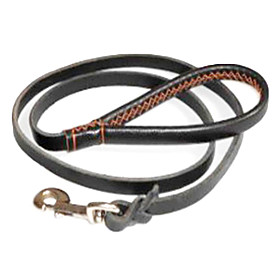 Genuine Leather Long Dog Leash (120cm, Black)