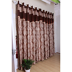 Brown Jacquard Classic Window Curtains (Drapes Pair)