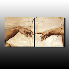 Hand-painted People Oil Painting with Stretched Frame - Set of 2