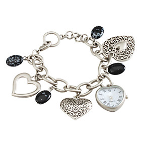 Women's Hollow Alloy Analog Quartz Bracelet Watch (Silver)