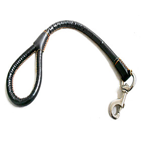 Knot Style Genuine Leather Short Dog Leash (70cm, Orange)
