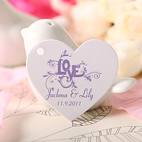 Personalized Heart Shaped Favor Tag - Purple Love (Set of 60)