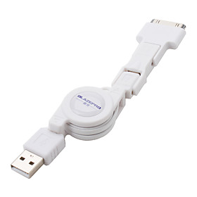 3-In-1 Retractable USB Data and Charging Cable (Micro USB, Mini USB and Apple, White)