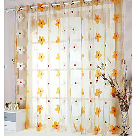 Yellow Flower Sheer Curtains (Pair) Yellow Flower Sheer Curtains (Pair)