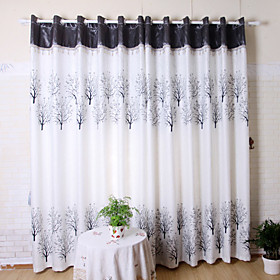 Trees Grey Print Casual Window Curtains (Drapes Pair)