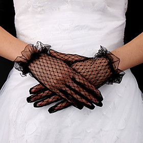 Lace Bridal Fingertips Wrist Length Gloves