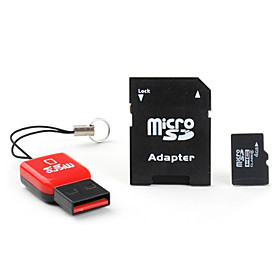 4GB MicroSDHC Memory Card with USB MicroSD Reader and MicroSD Adapter (Class 4)