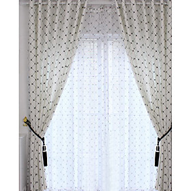 Flower Net Embroidery Sheer Curtains (Pair) Flower Net Embroidery Sheer Curtains (Pair)
