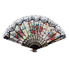 Lace Floral Folding Fan (Random Color)