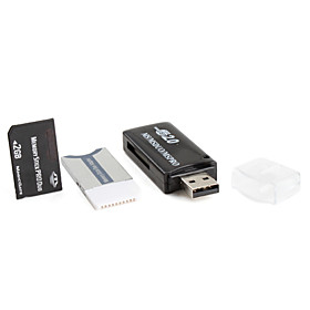 2GB Memory Stick Pro Duo Memory Card with Adapter and USB Card Reader
