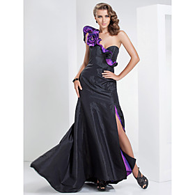 A-line One Shoulder Sweep/Brush Train Taffeta Evening Dress
