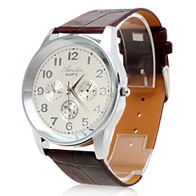 Men's Waterproof PU Analog Quartz Wrist Watch gz0009017 (Brown)