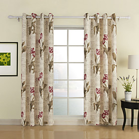 Flower Letter Print Window Curtain (Pair) Flower Letter Print Window Curtain (Pair)