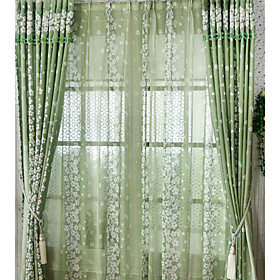 Green Small Flower Sheer Curtains (Pair) Green Small Flower Sheer Curtains (Pair)