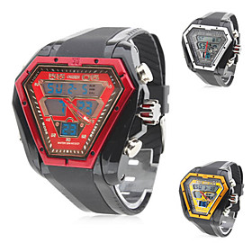 Men's Multi-Functional Rubber Analog Digital Multi-Movement Wrist Watch (Black)