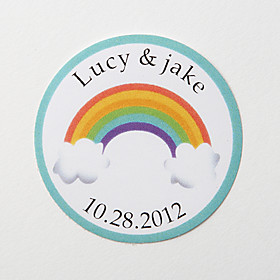 Personalized Round Favor Stickers – Rainbow (Set of 36)