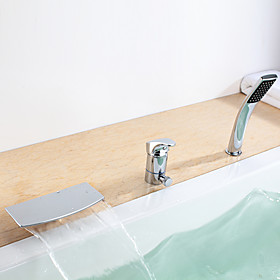 Contemporary Waterfall Tub Faucet with Hand Shower