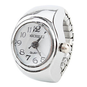 Women's Stylish Alloy Analog Quartz Ring Watch (Silver)