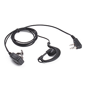 Hands-Free Clip-On Microphone Earphones for Walkie Talkie (Black)