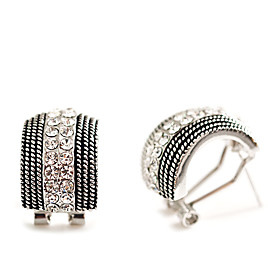 Vertical Stripes Rhinestons Earrings