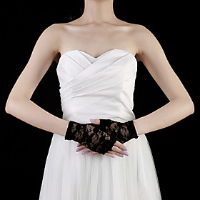 Lace Half Finger Wrist Length Bridal Gloves