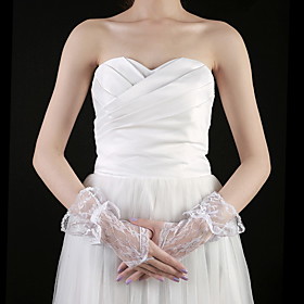Lace Wrist Length Fingerless Bridal Gloves (More Colors)