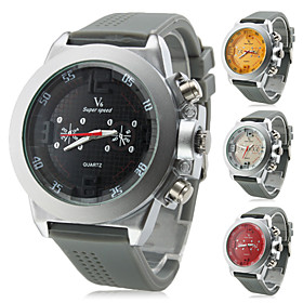 Men's Steel Plate Silicone Band Analog Quartz Wrist Watch (Assorted Colors)