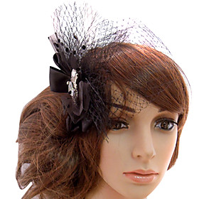 Heart Cut Rhinestone Tulle Wedding Bridal Flower Headpiece